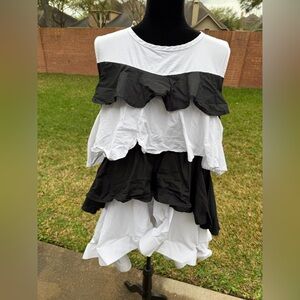 Monochrome Ruffle Women's Blouse